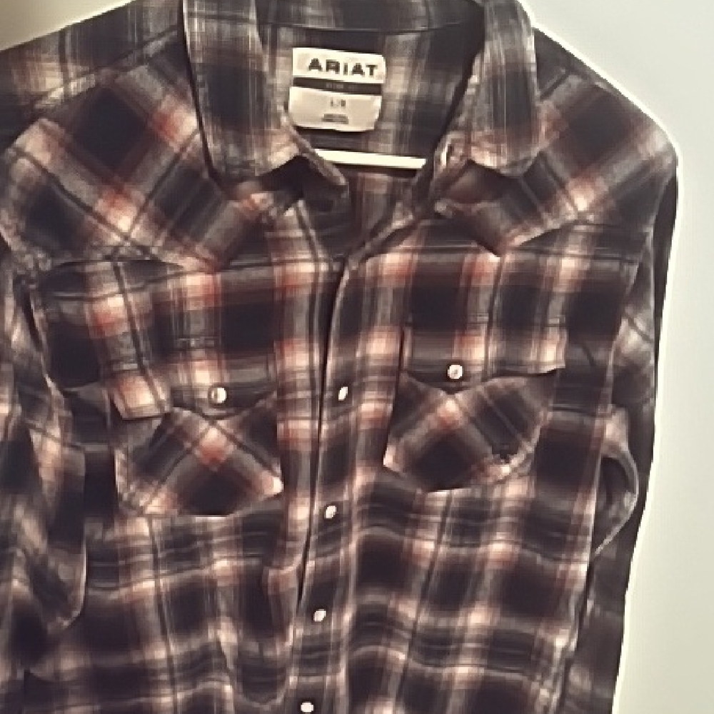Ariat Casual Brown Plaid Button Down Shirt
